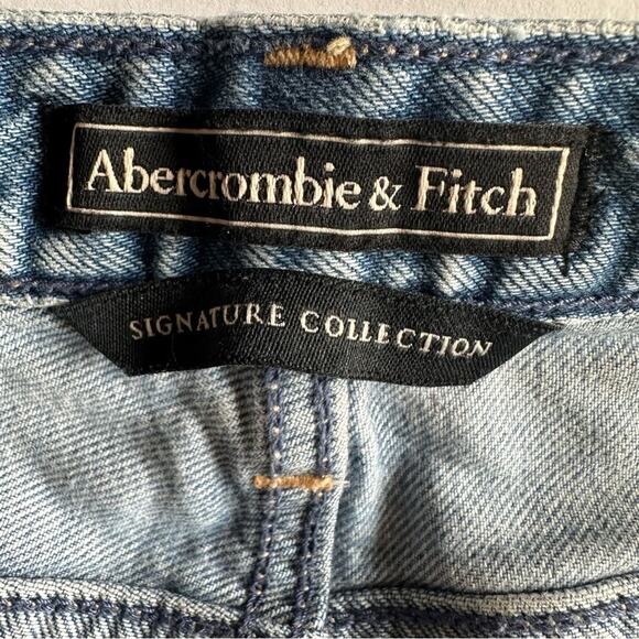 Abercrombie & Fitch Wide Leg Jeans Cropped Raw Hem Two Tone Women’s 27 Boho - Picture 6 of 16